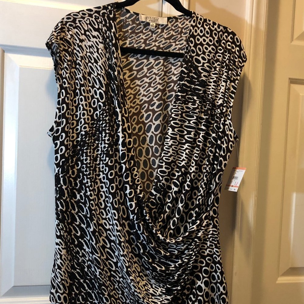 KASPER Woman Faux Wrap Draped Top 3X